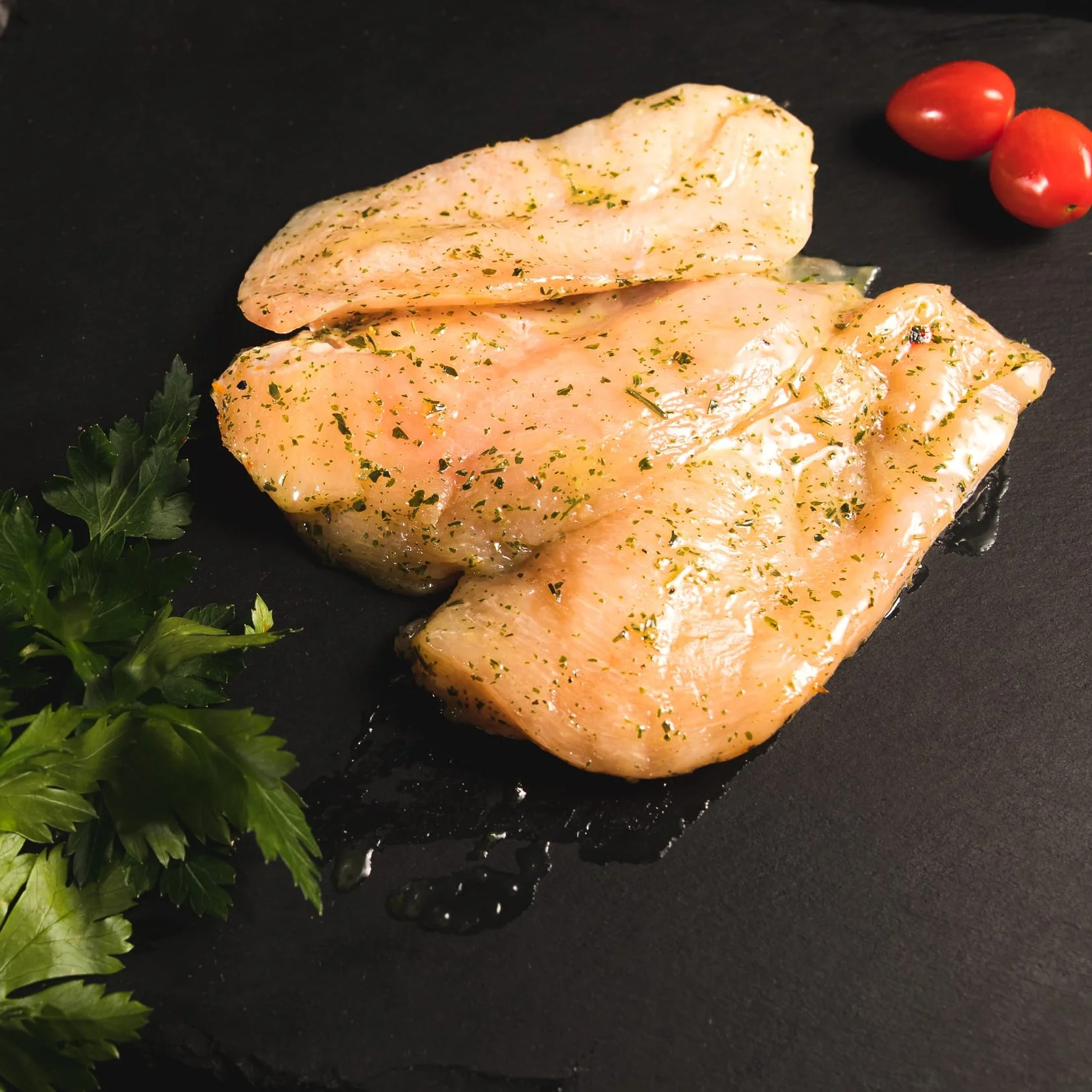 Escalope poulet marinée maître d'hôtel (sous-vide)