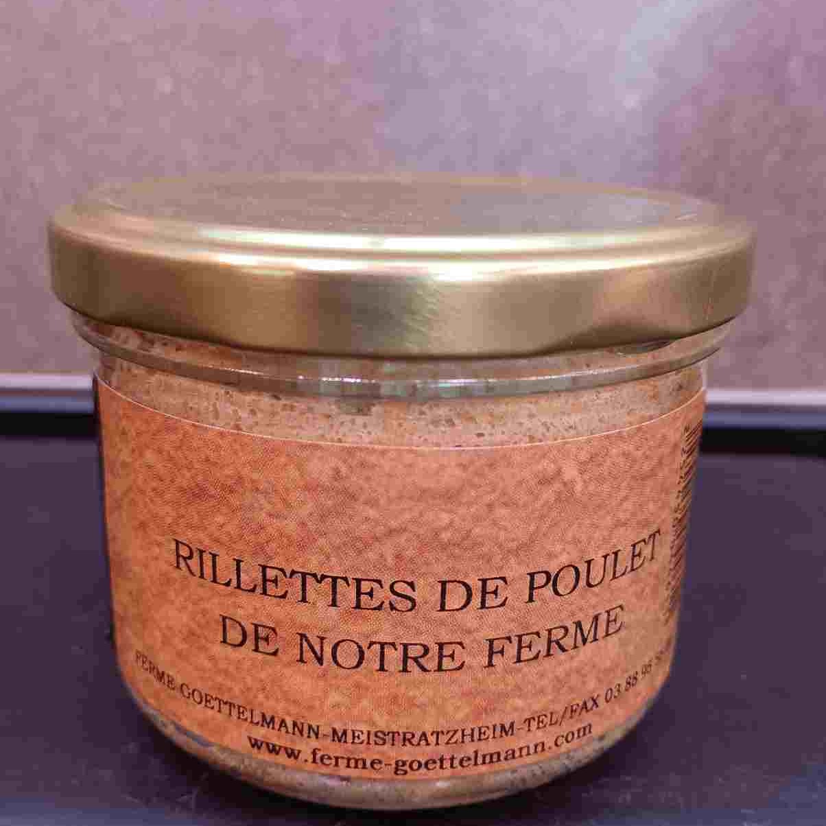 Rillette de poulet de notre ferme 180 grs (conserve)